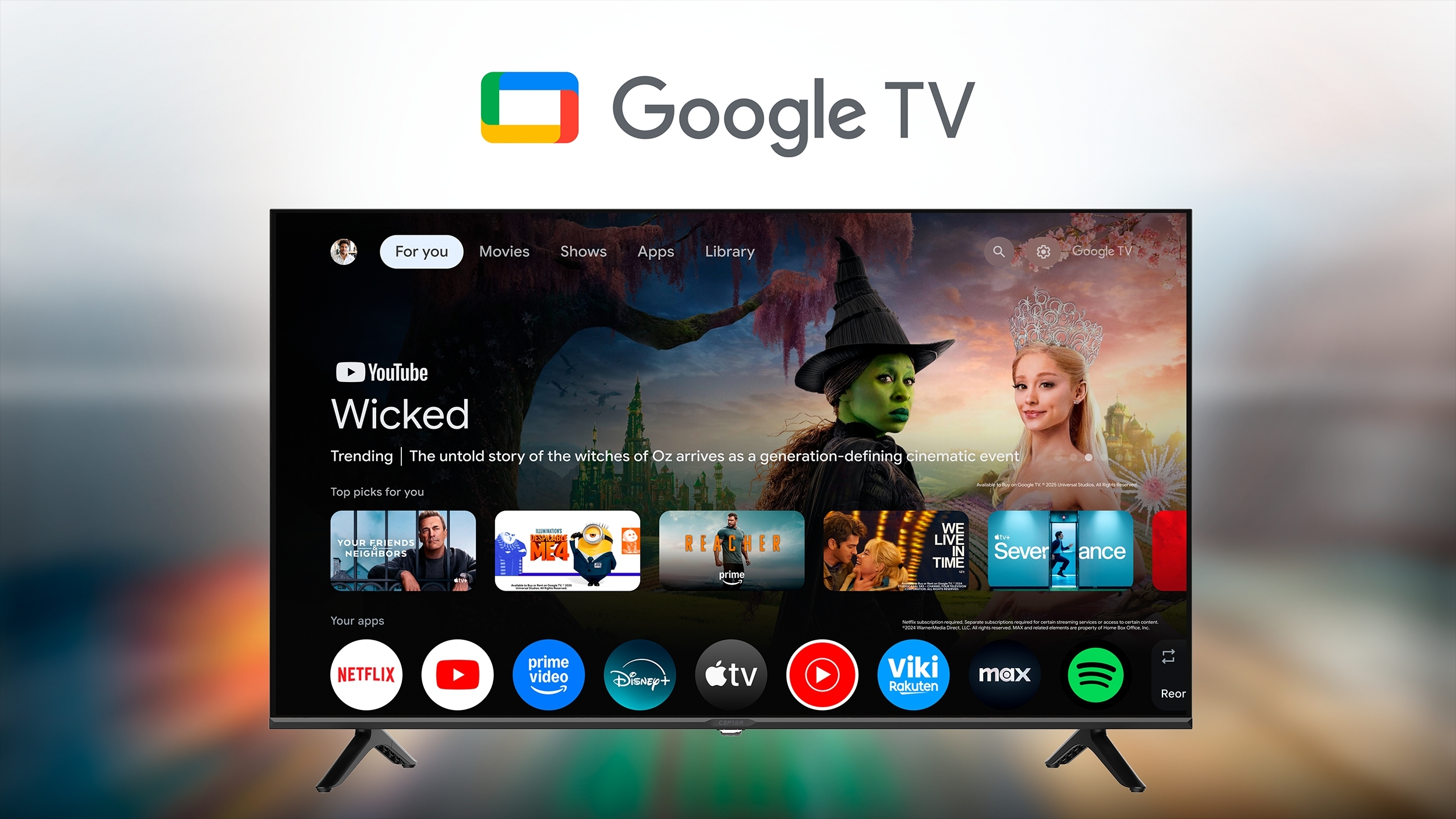 CEPTER 43" UHD 4K TV CR43EU7002A Google TV Interface