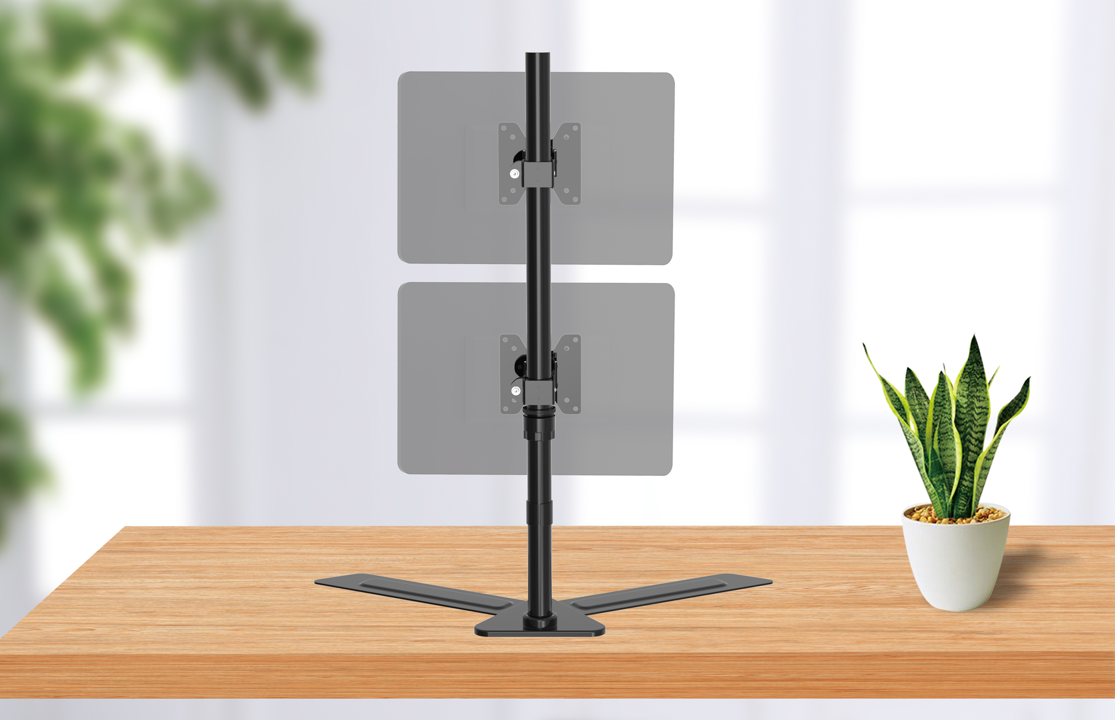 Illustration of two monitors attached to a Cepter monitor mount
