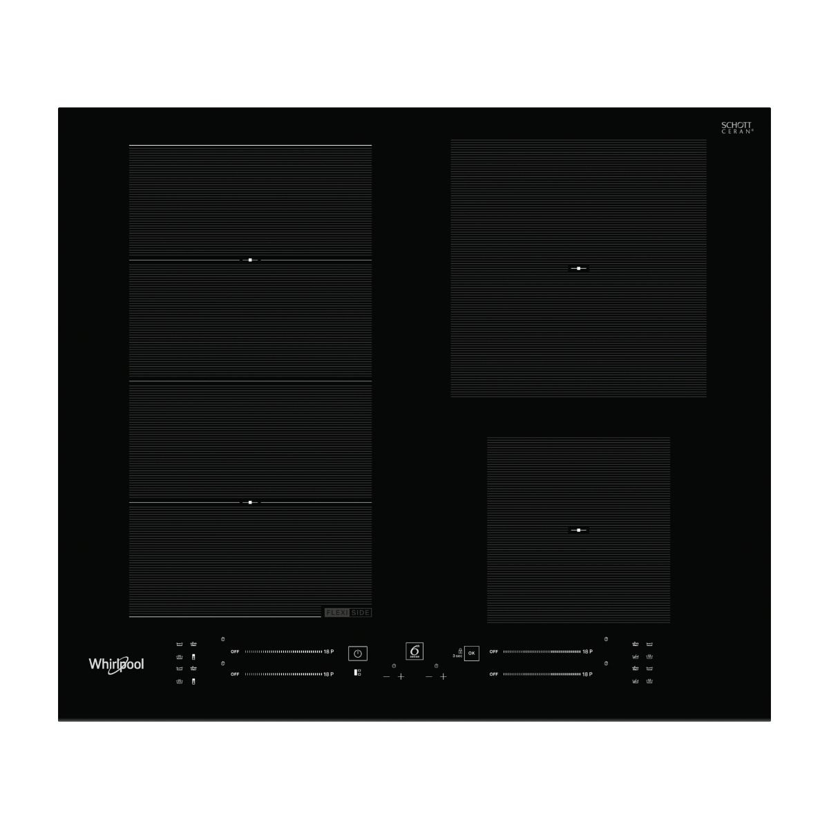 Whirlpool Wf S4160 Bf, Sort, Innebygget, 59 Cm, Sonebasert Induksjon, Glass-Keramikk, 4 Zone(S)