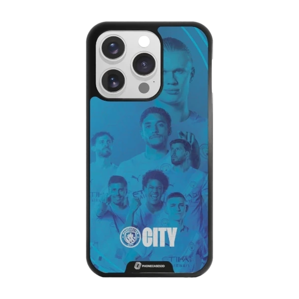 Phonecases3D iPhone 15 Pro Man City -3D suojakuori, musta