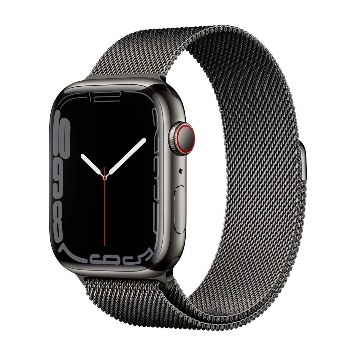 Watch Series 7 GPS + mobil 45 mm, urkasse i rustfritt stål med Milanese Loop, grafitt