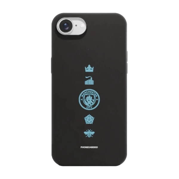 Phonecases3D iPhone 17e/16e Man City kompostoituva suojakuori, musta