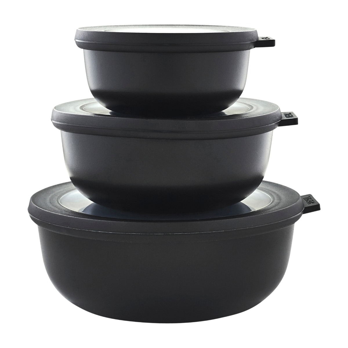 - Cirqula Low Bowl Set​ Of 3 - Black (233089)