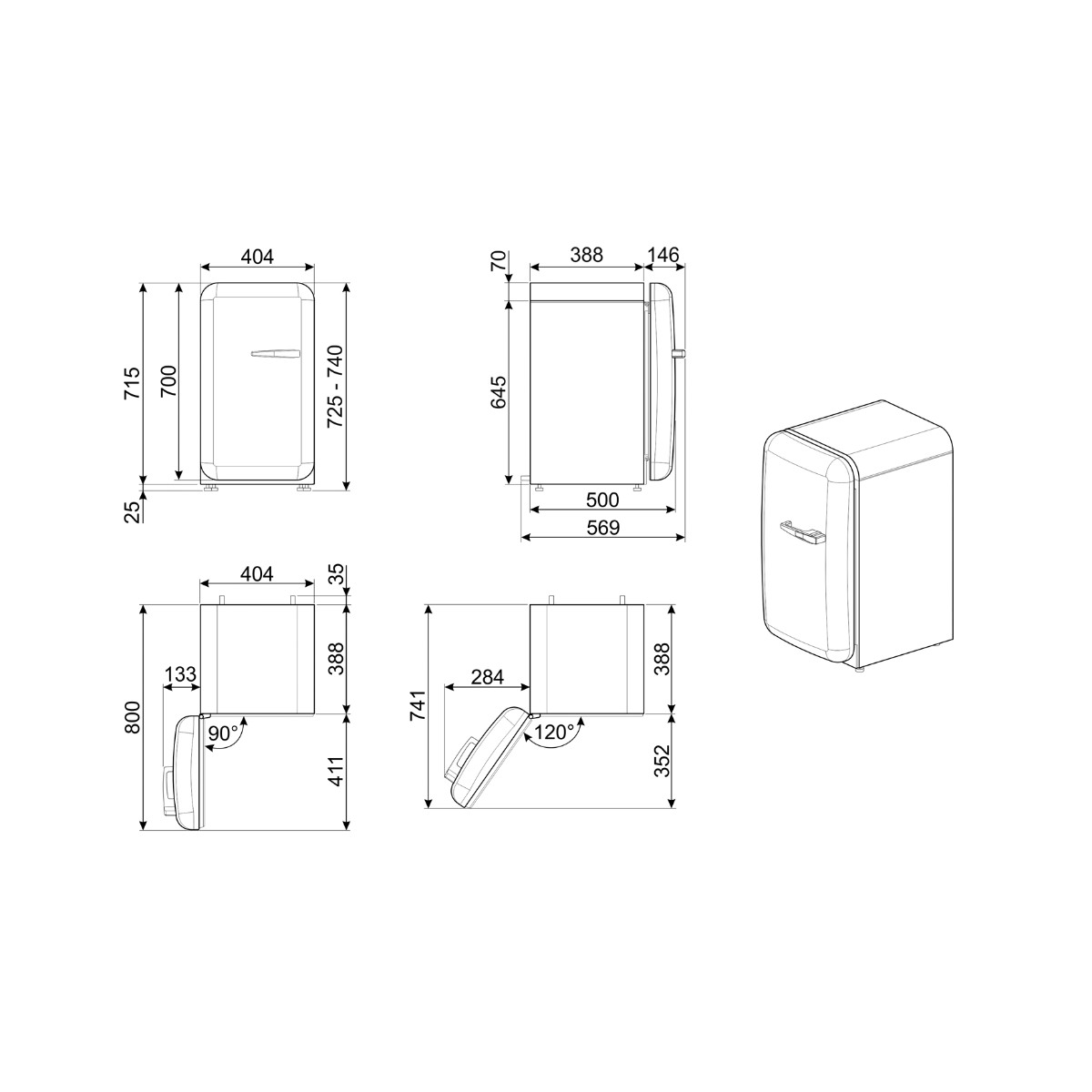 Smeg 50'er stil FAB5LPK5 minibar billede 2