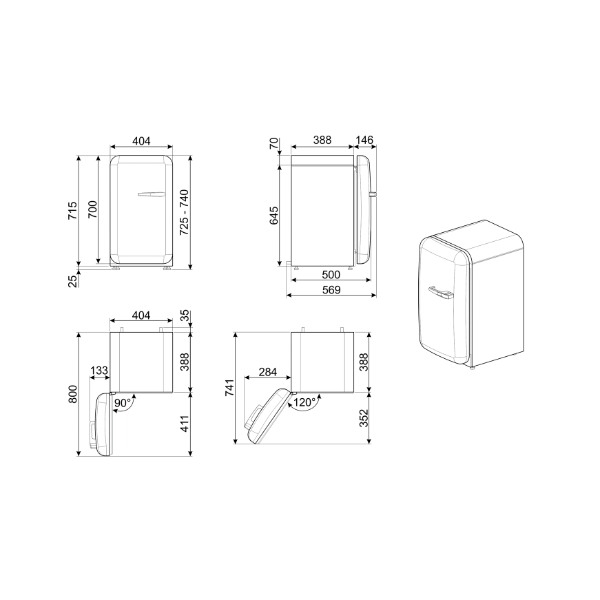Smeg 50'er stil FAB5LPK5 minibar billede 6
