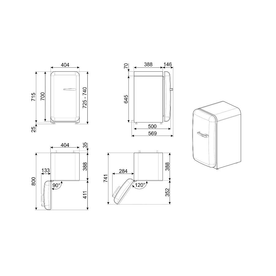 Smeg 50'er stil FAB5LPK5 minibar billede 7