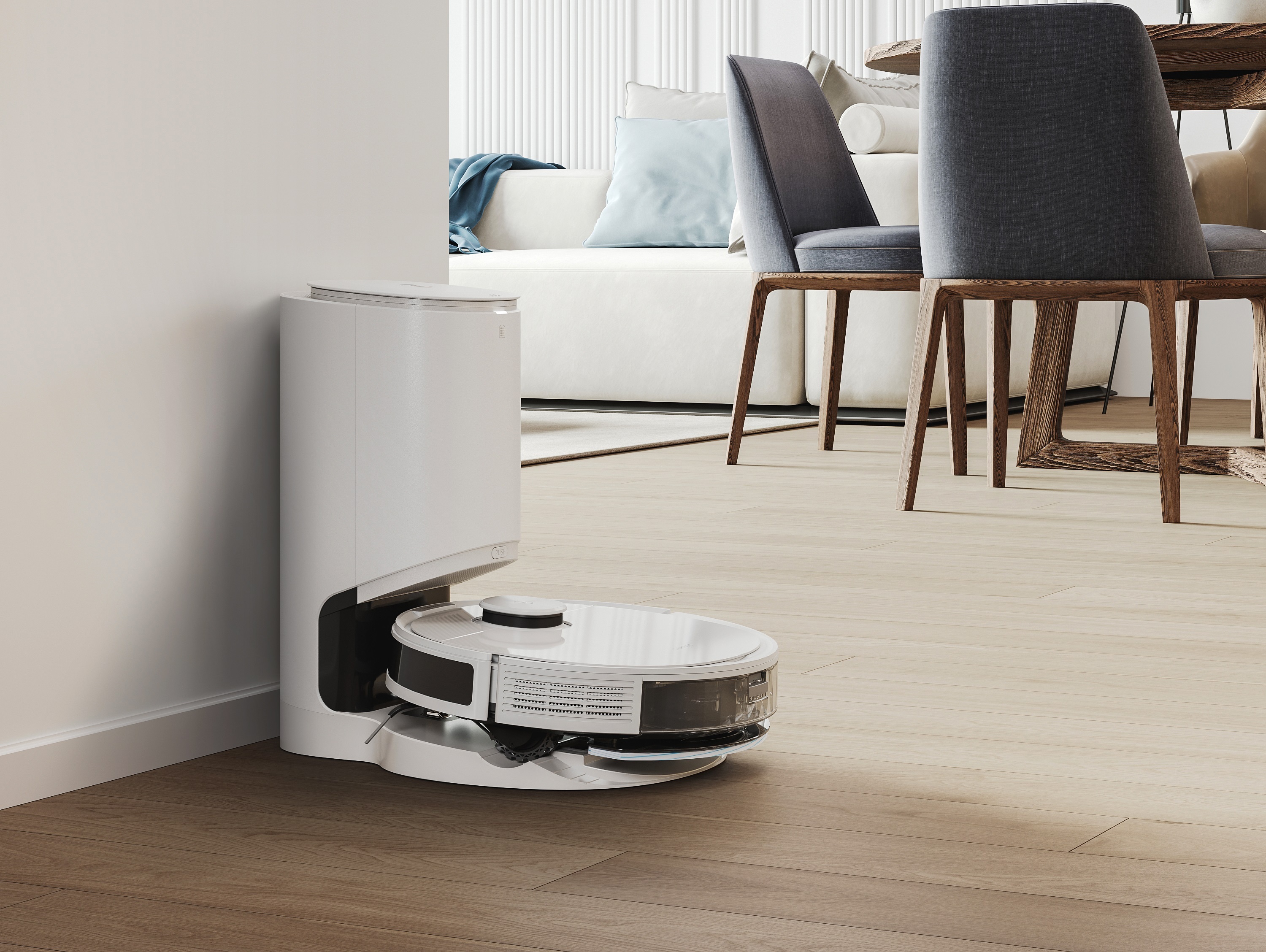 Ecovacs Deebot Ozmo N8+ robottiimuri tyhjennysasemalla Power.fi