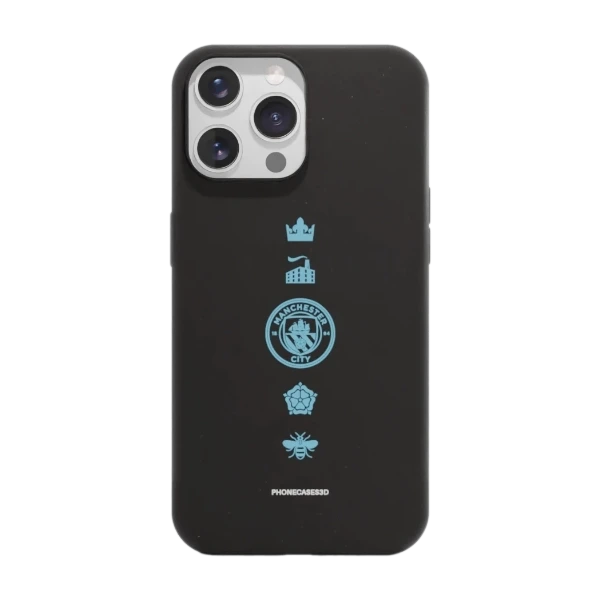 Phonecases3D iPhone 14 Pro Man City kompostoituva suojakuori, musta