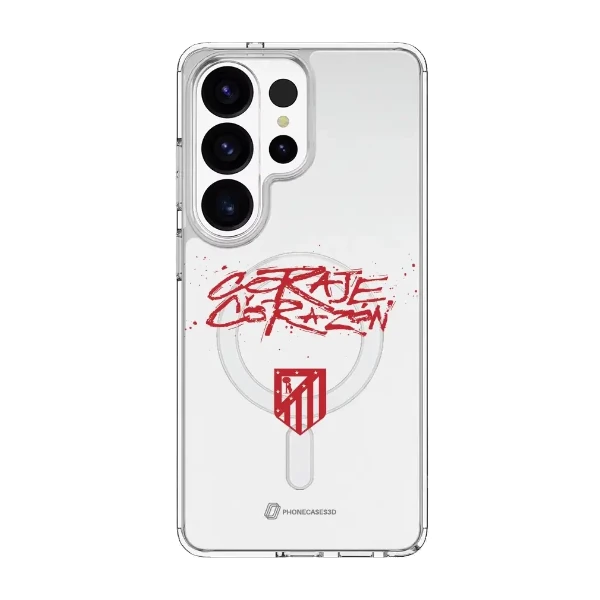 Phonecases3D Samsung Galaxy S26 Ultra Atlético de Madrid Clear case (MagSafe) -suojakuori, valkoinen