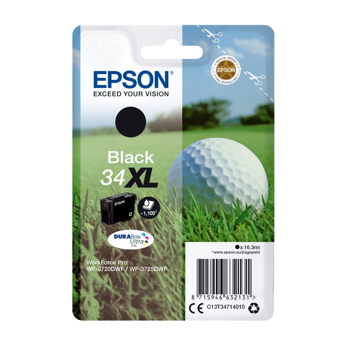 Epson Golf Ball Singlepack, black 34XL Durabrite Ultra ink