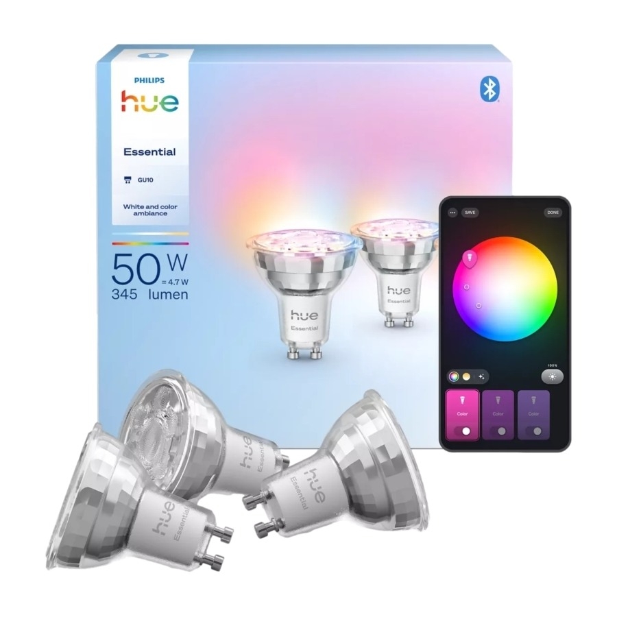 Philips Hue Essential WCA smart pære 4,7W GU10, 3-pakk