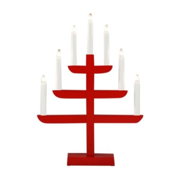 Adventsstake 7 armet - Rød - Rød