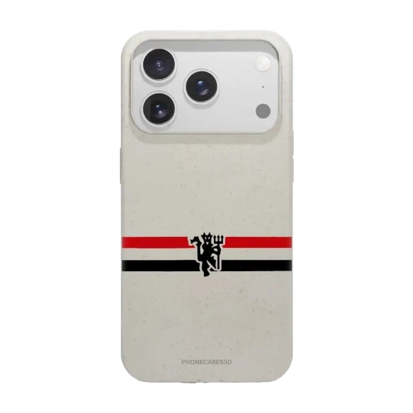 Phonecases3D iPhone 17 Pro Max Manchester United FC kompostoituva suojakuori, valkoinen