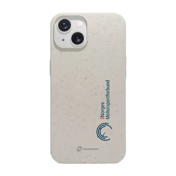 Phonecases3D iPhone 15 Norges Motorsportforbund kompostoituva suojakuori, valkoinen