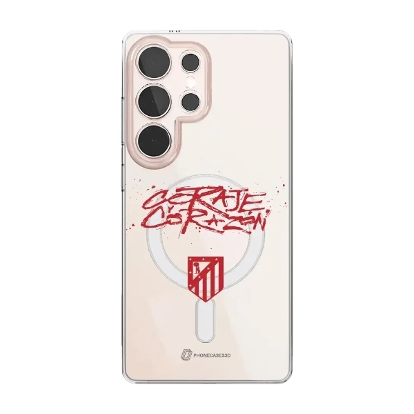 Phonecases3D Samsung Galaxy S25 Ultra Atlético de Madrid Clear case (MagSafe) -suojakuori, valkoinen