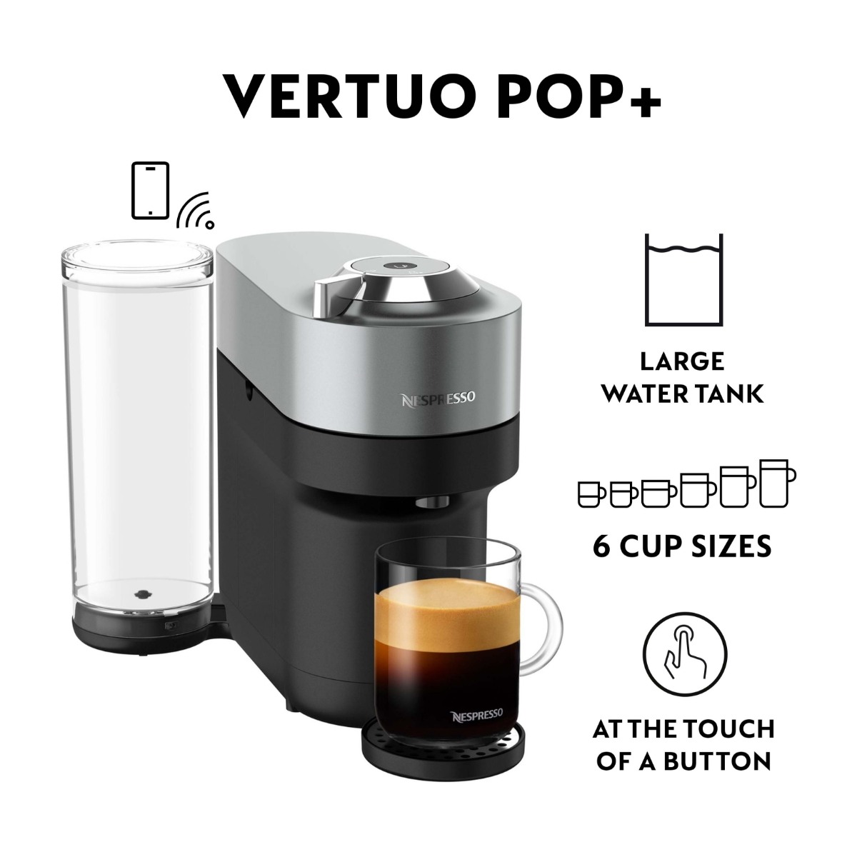 Nespresso Vertuo Pop+ kapselmaskine By Krups, titanium billede 5