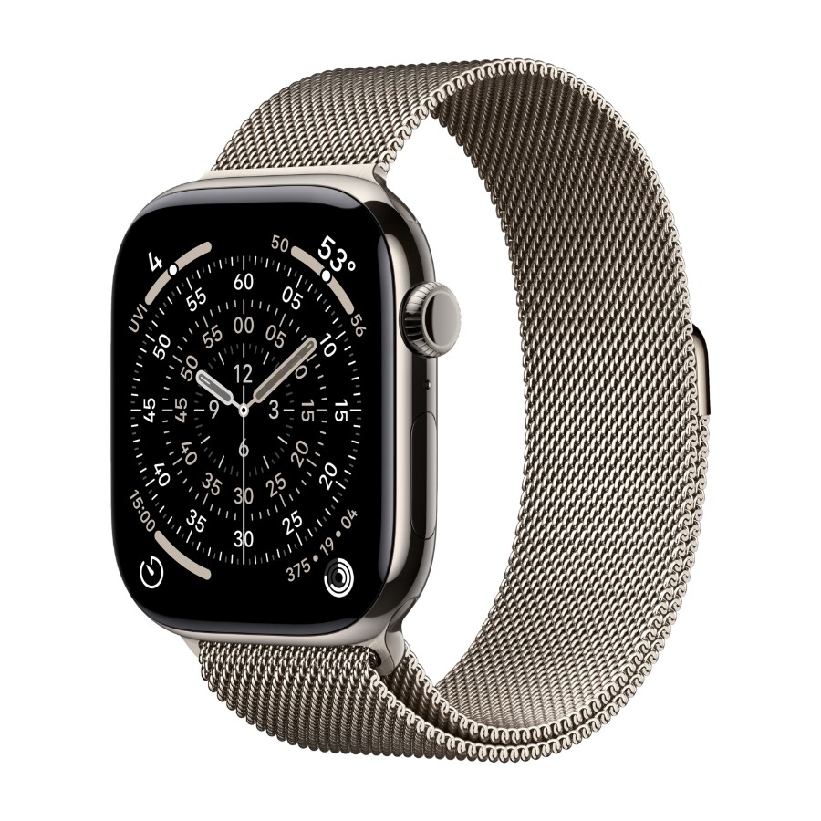 Apple Watch Series 11 GPS + Cell 46 mm naturlig titan, naturlig Milanorem - M/L