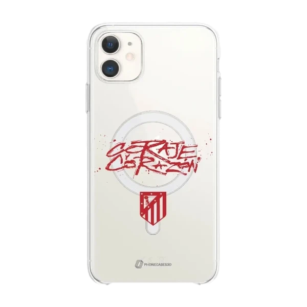 Phonecases3D iPhone 11 Atlético de Madrid Clear case (MagSafe) -suojakuori, valkoinen