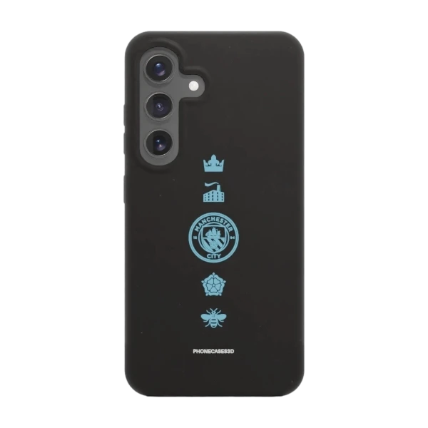 Phonecases3D Samsung Galaxy S25 Man City kompostoituva suojakuori, musta
