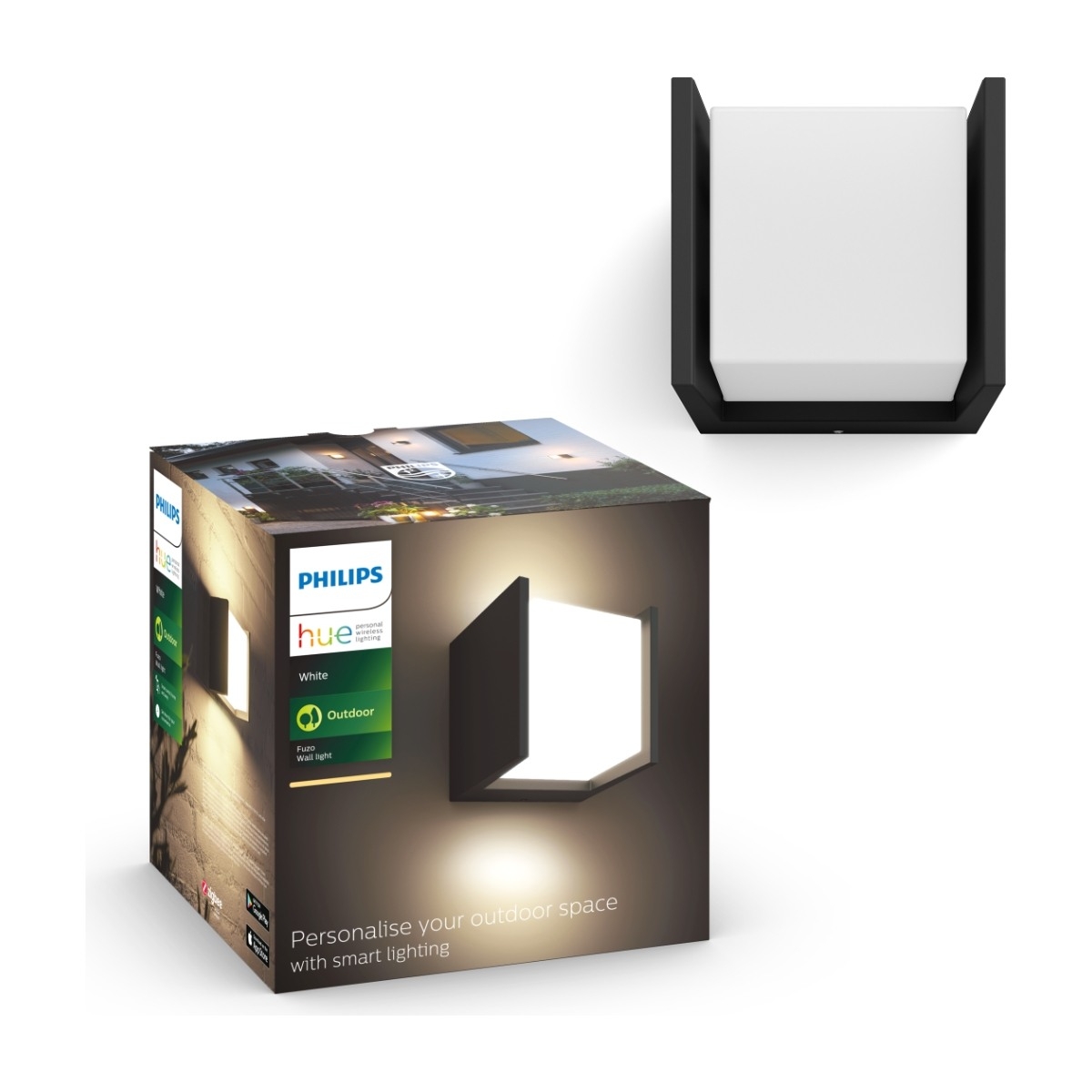 Philips Hue W Fuzo vegglampe utendørs, svart 230v