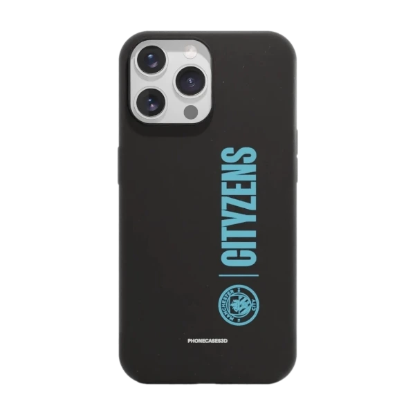 Phonecases3D iPhone 14 Pro Man City kompostoituva suojakuori, musta
