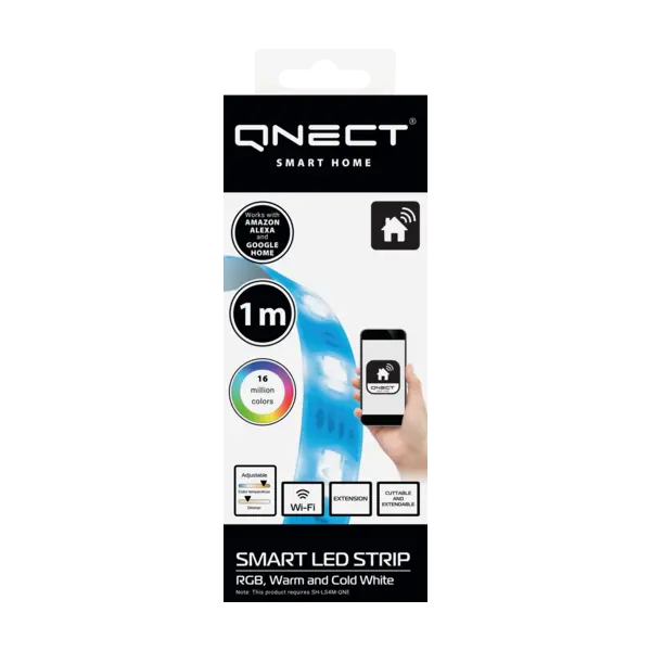 Qnect Extension De Bande Led Intelligente Multicouleur Rgb 1m