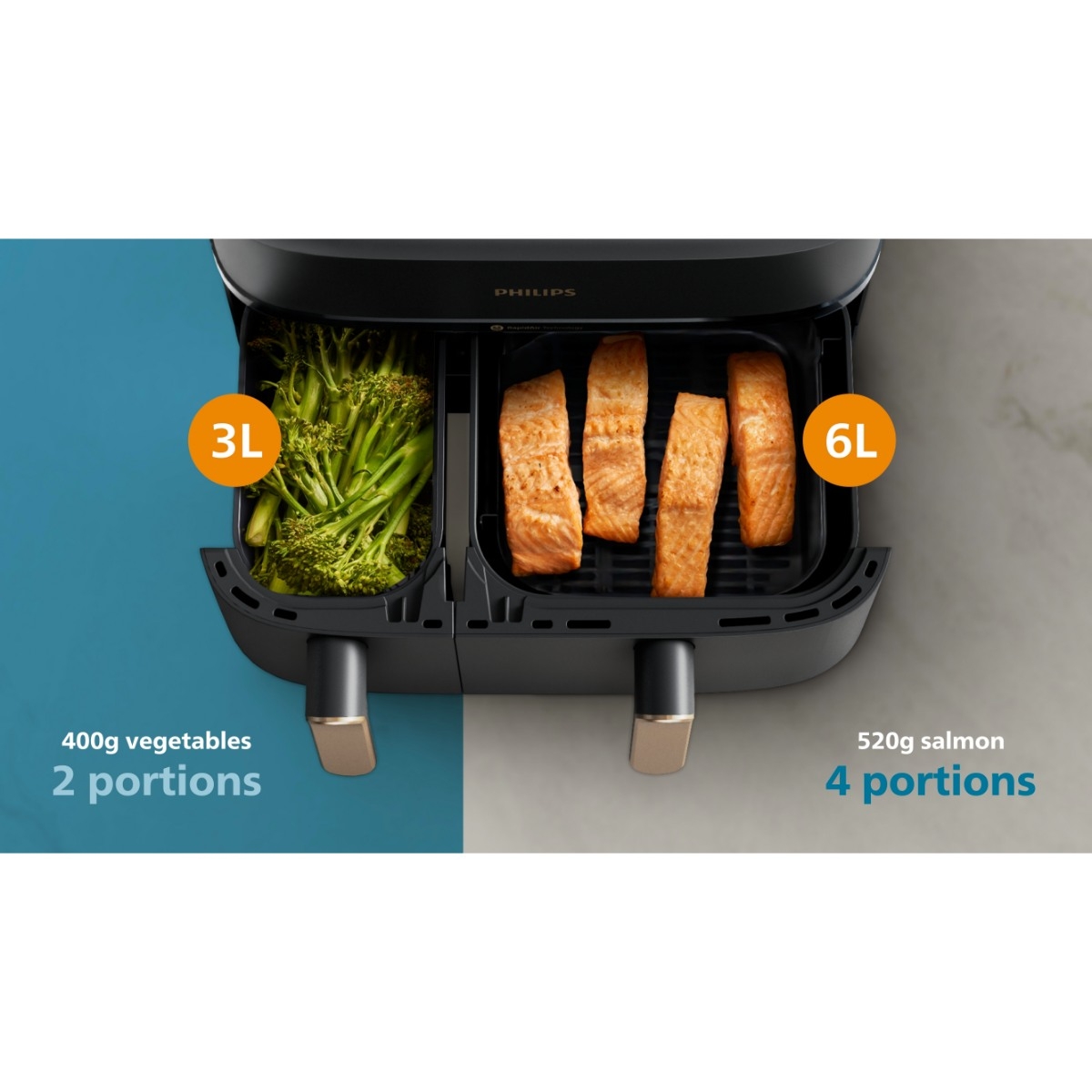 Philips 3000 Series Dual Basket NA352/00 airfryer billede 8