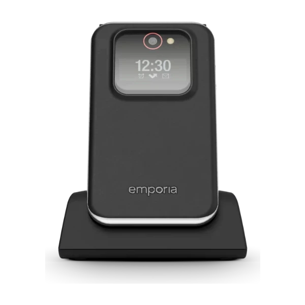 Emporia Joy-Lte 4G-Clamshell-telefon, svart/sølv