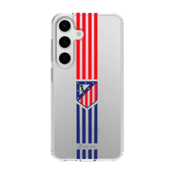 Phonecases3D Samsung Galaxy S25 Atlético de Madrid Clear case -suojakuori, valkoinen
