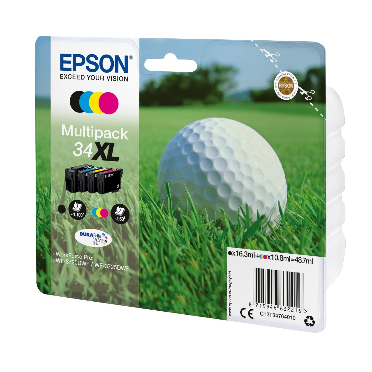Epson Golf Ball multipack 4-Colours 34XL Durabrite Ultra ink