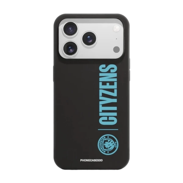 Phonecases3D iPhone 17 Pro Max Man City kompostoituva suojakuori, musta