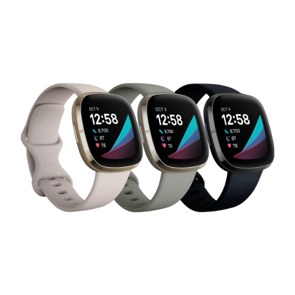 Fitbit Sense Sage, grey/silver Stainless steel