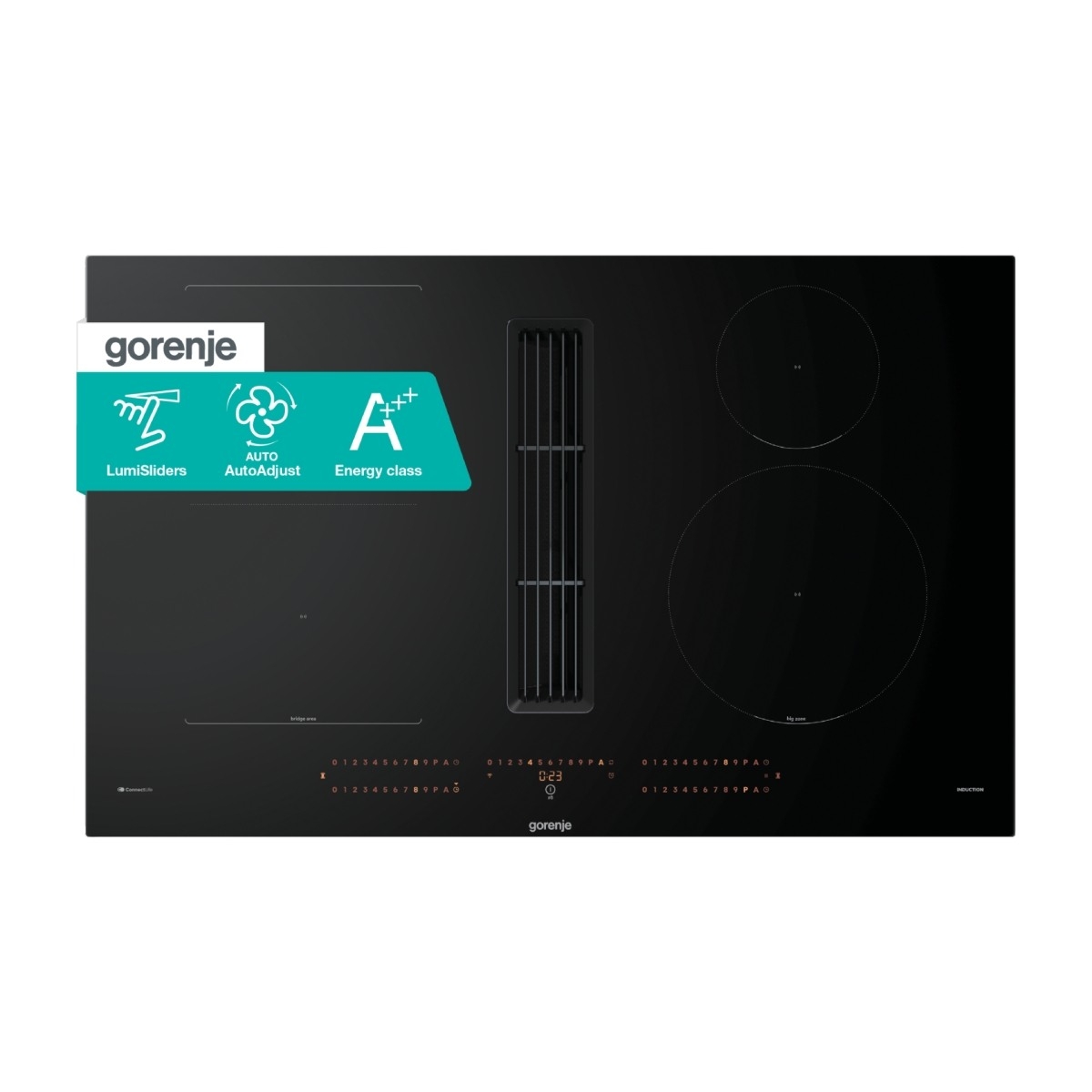 Gorenje GEH8433BSCWF induktionskogeplade med integreret emhætte billede 1