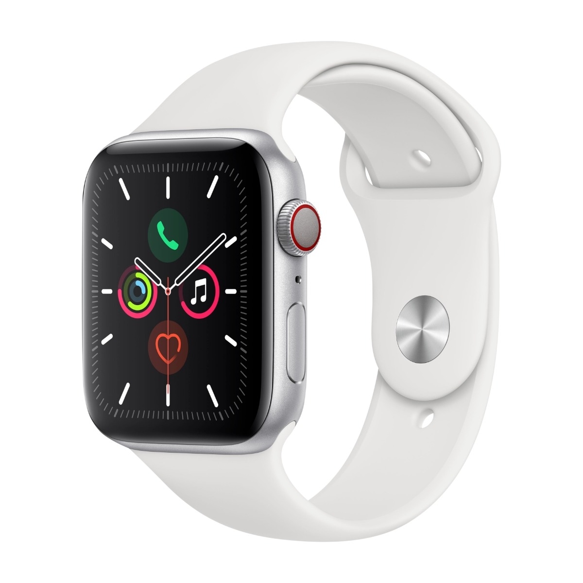 家電 apple watch5 44mm APPLE WATCH SERIES 5 4G 44 MM SILVER ALUMINIUM/HVIT SPORT BAND