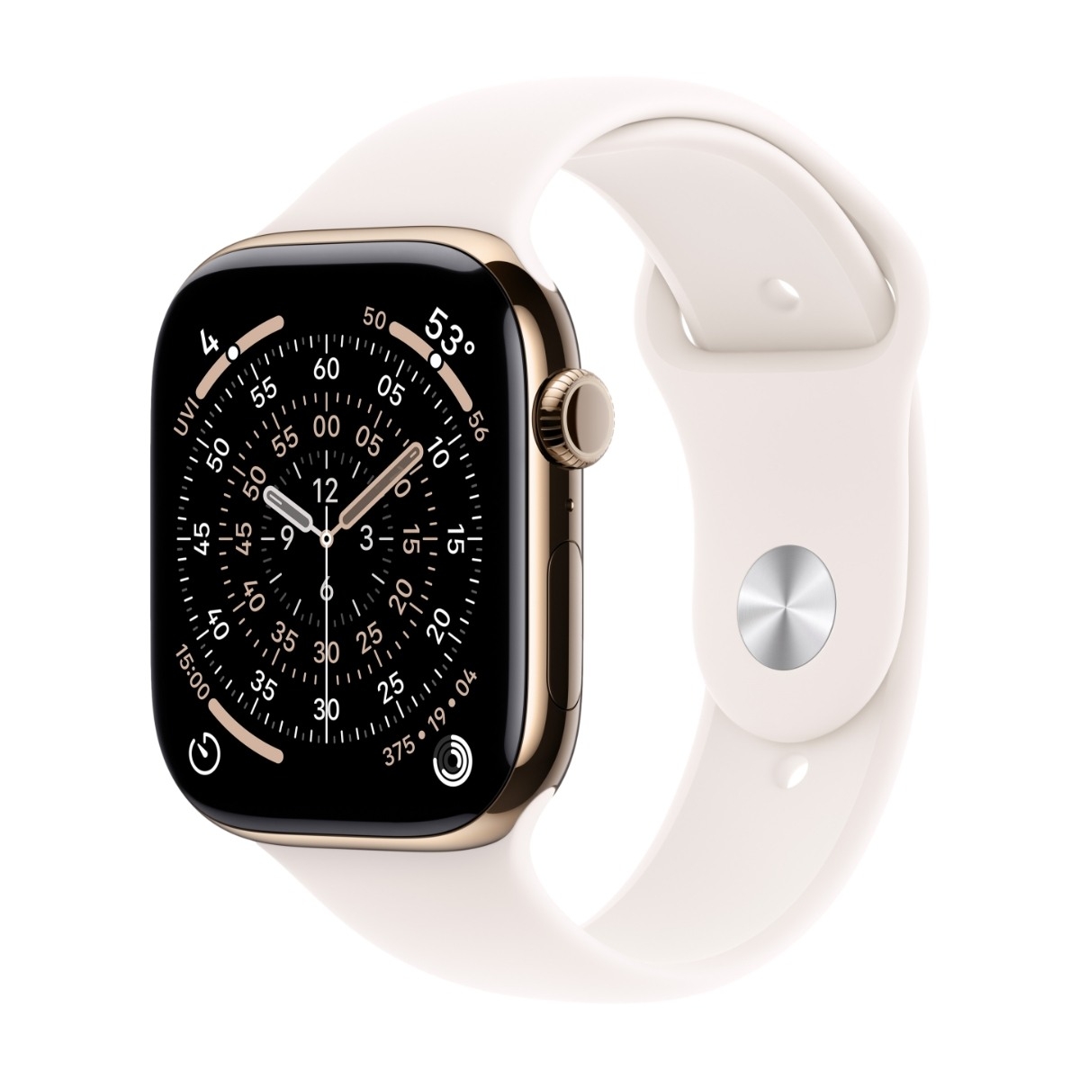 Apple Watch Series 11 GPS + Cell 46 mm gull titan, svak rosa sport band - M/L
