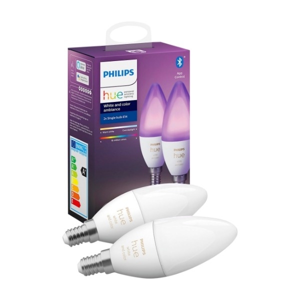 PHILIPS HUE WCA SMARTPÆRE B39 E14, 2 STK Power.no PHILIPS HUE WHITE AND COLOR 6W E14 B39 Power.no
