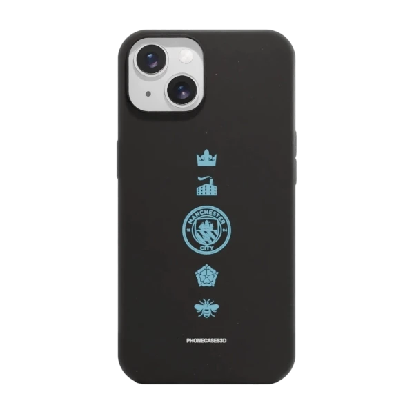 Phonecases3D iPhone 15 Man City kompostoituva suojakuori, musta