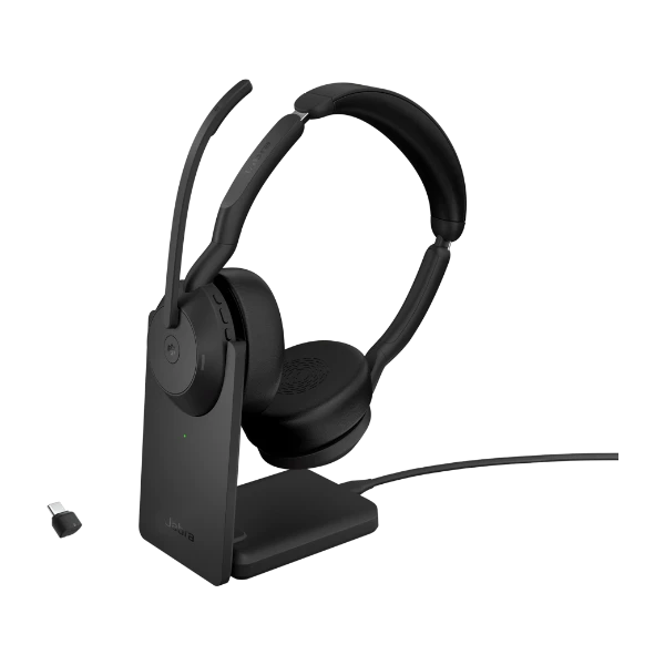 Jabra Evolve2 55 MS Stereo USB-C -langattomat kuulokkeet ja latausjalusta