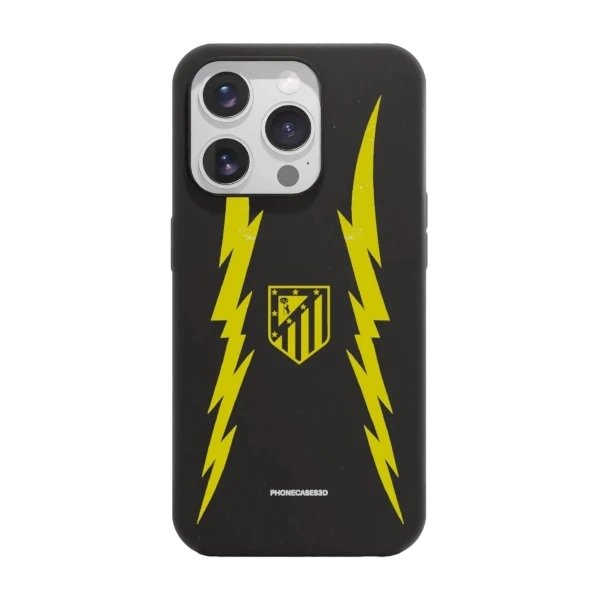 Phonecases3D iPhone 15 Pro Atlético de Madrid kompostoituva suojakuori, musta