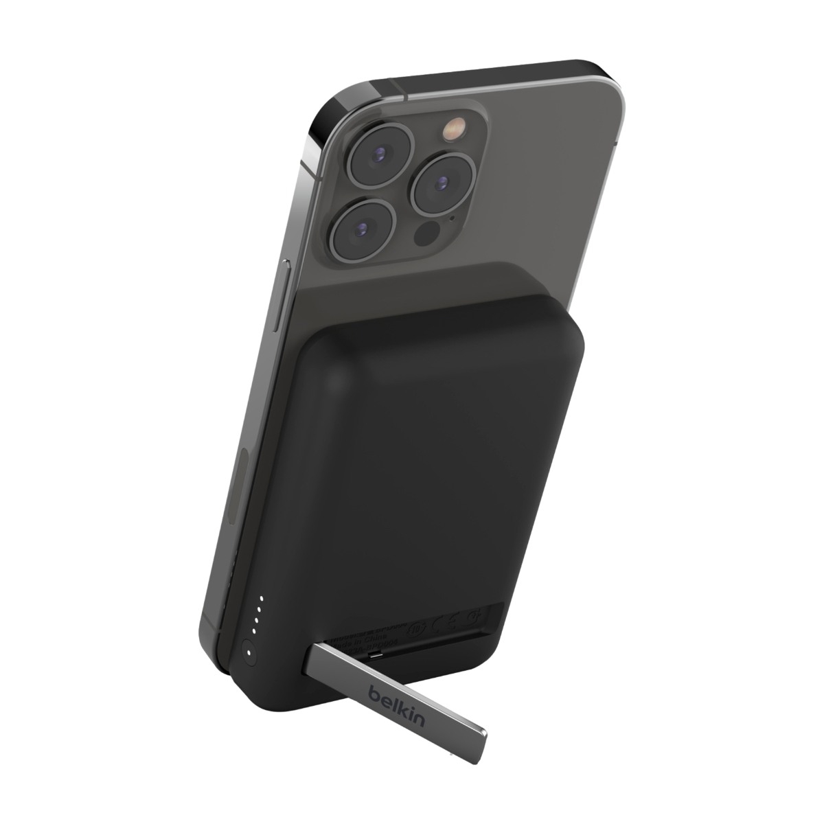 Magnetisk 5000mAh trådlös 7,5W Powerbank med stöd, Svart
