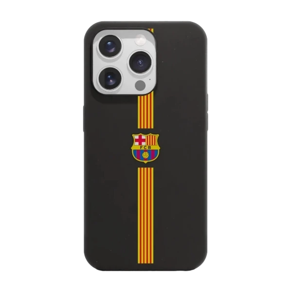 Phonecases3D iPhone 15 Pro FC Barcelona kompostoituva suojakuori, musta