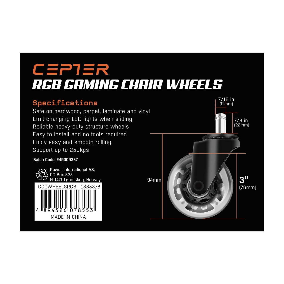 CEPTER RGB GAMING CHAIR WHEELS CEPTER