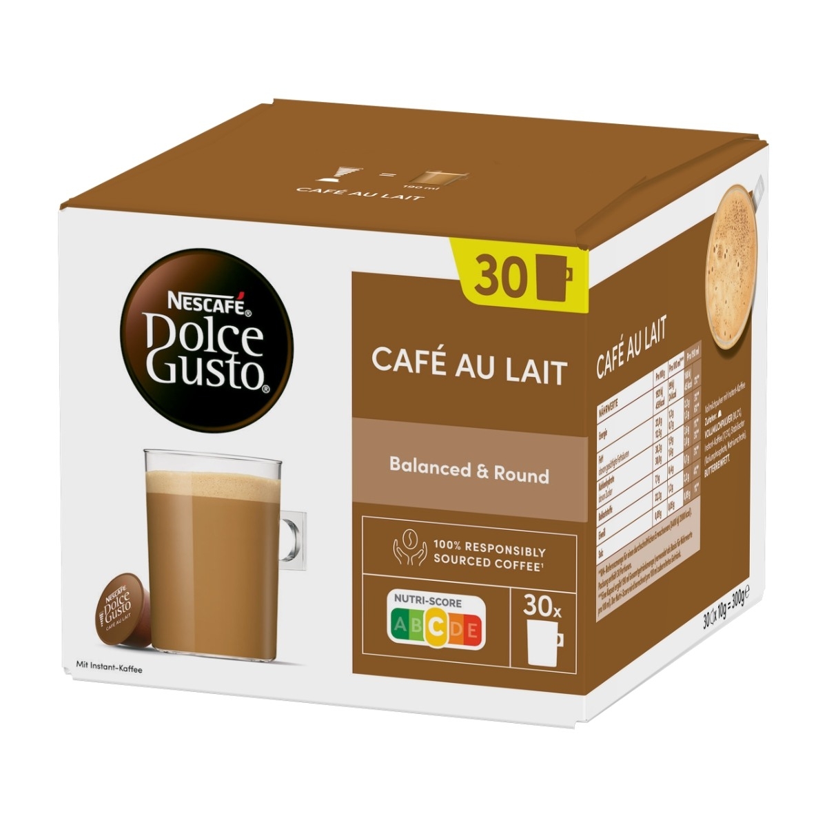 Nescafe Dolce Gusto Cafe Au Lait -kapsler 30 stk billede 5