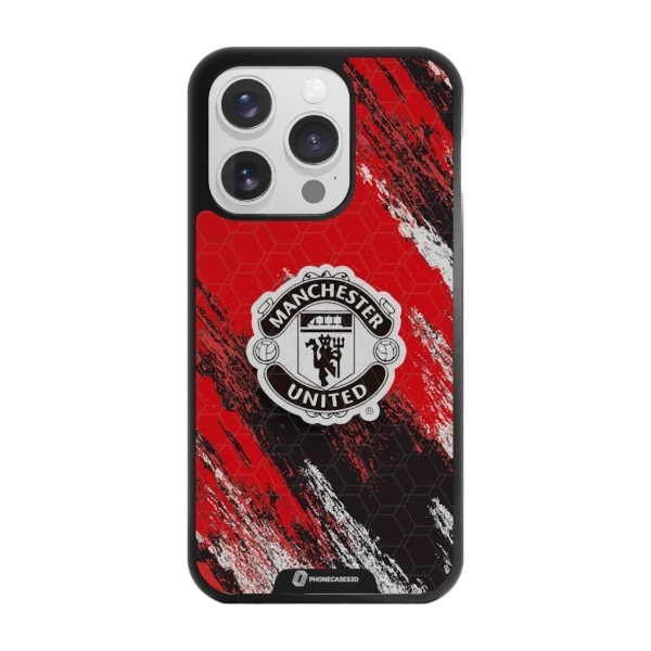 Phonecases3D iPhone 15 Pro Manchester United FC -3D suojakuori, musta