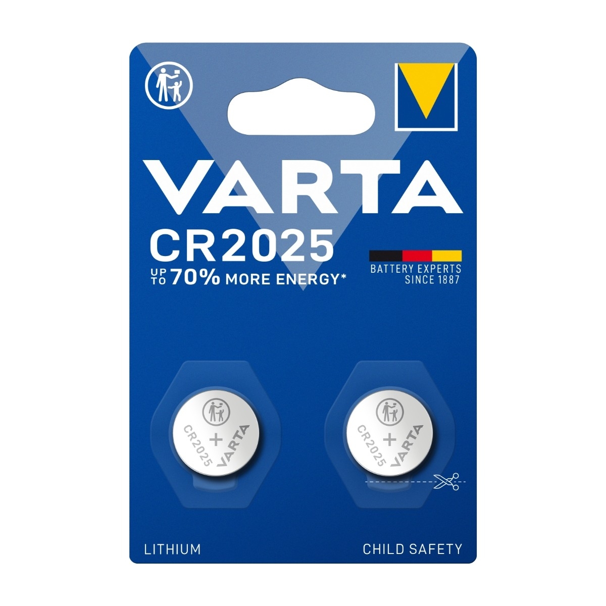 VARTA CR2025 knappcellebatteri, 2 stk