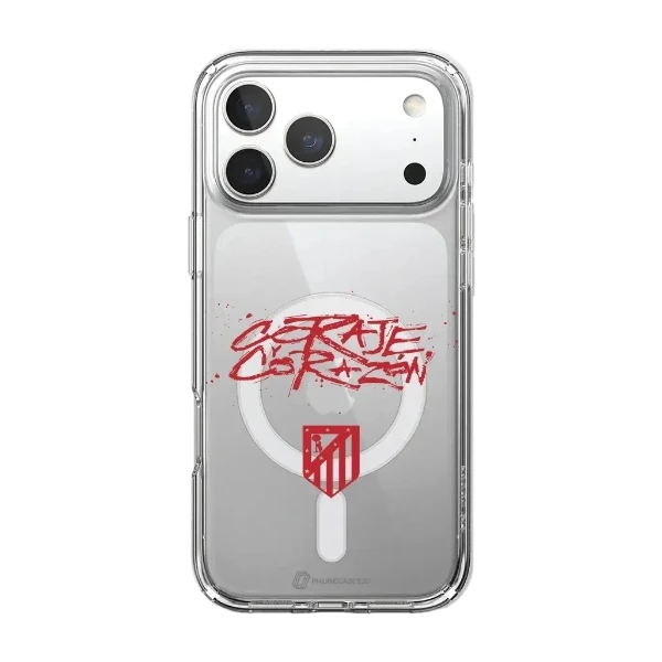 Phonecases3D iPhone 17 Pro Max Atlético de Madrid Clear case (MagSafe) -suojakuori, valkoinen