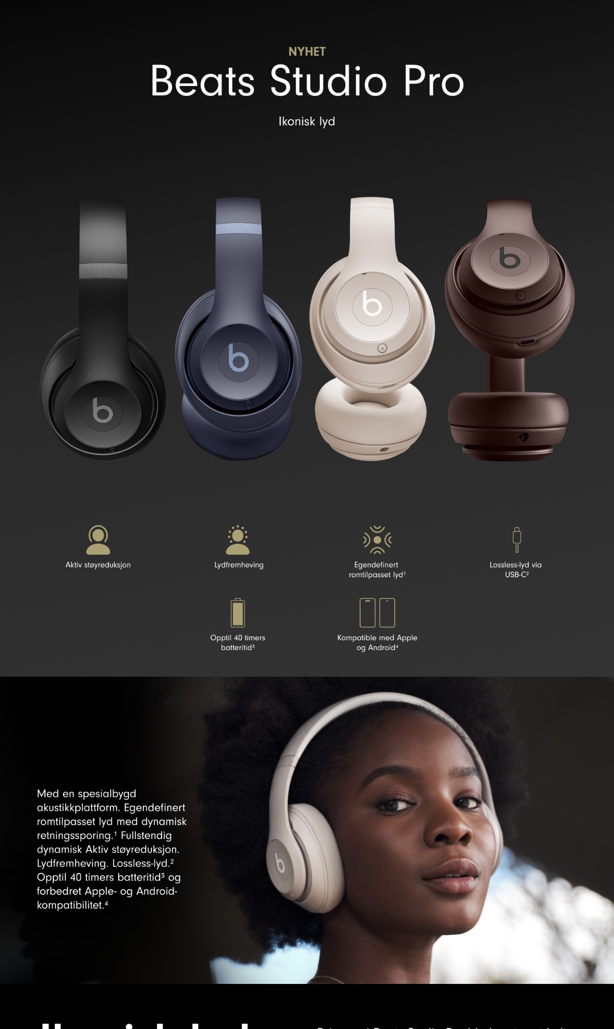 Beats Studio Pro trådløse hodetelefoner, svart - Power.no
