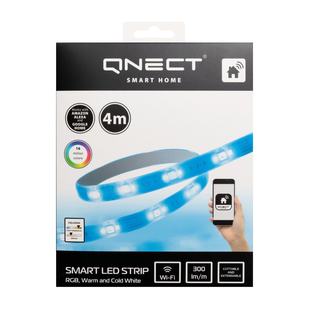 Qnect-Smart LED lightstrip 4M RGB + Cct WiFi