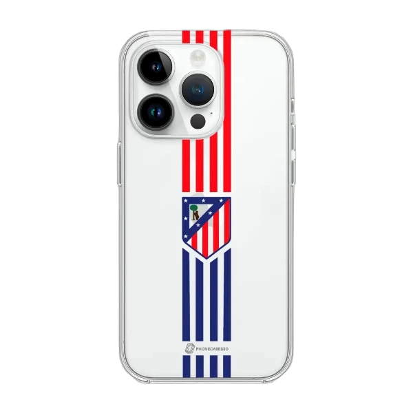 Phonecases3D iPhone 14 Pro Atlético de Madrid Clear case -suojakuori, valkoinen