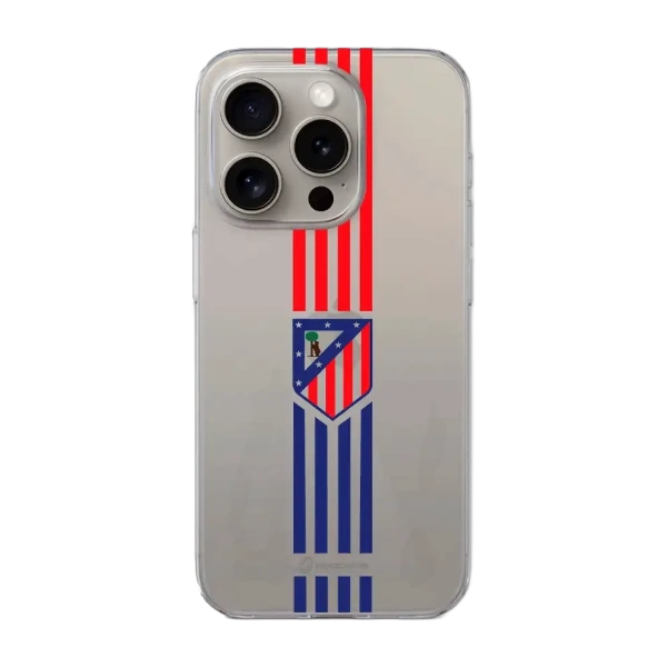 Phonecases3D iPhone 15 Pro Atlético de Madrid Clear case -suojakuori, valkoinen